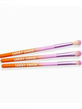 Lucky Chick Pink & Orange Eyeshadow Brush Set - 3 Pieces